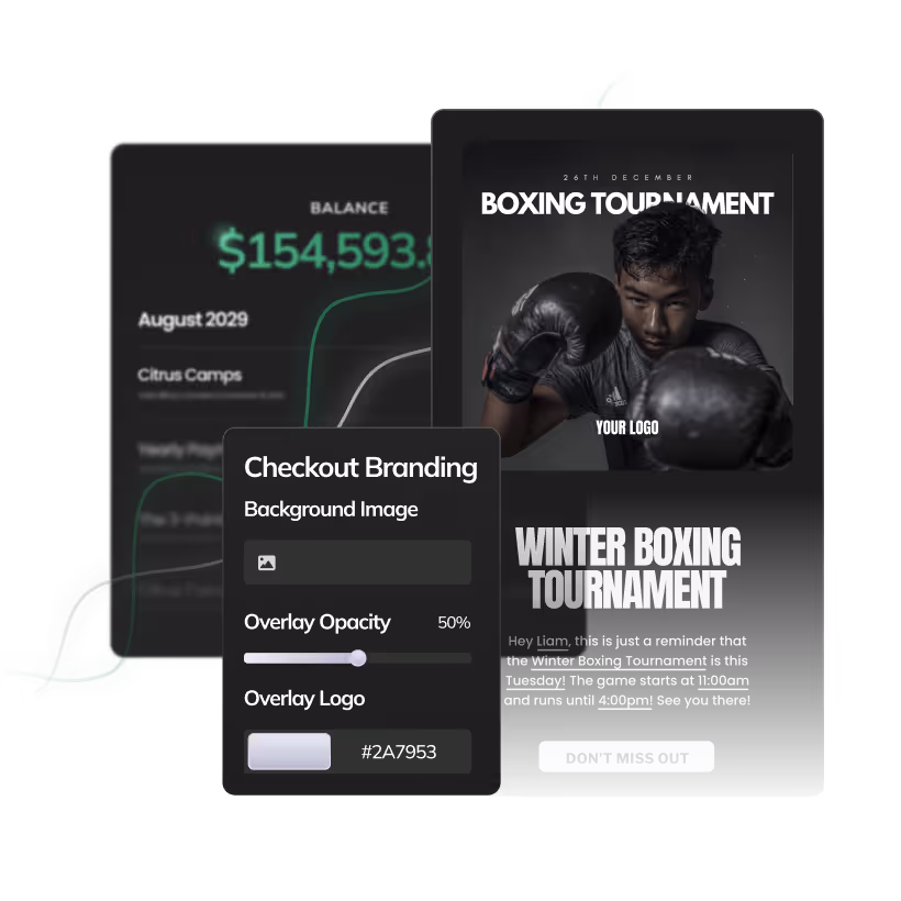 Boxing graphic showing branding and marketing