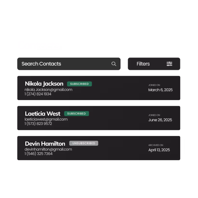 Graphic of a contacts list in citrus