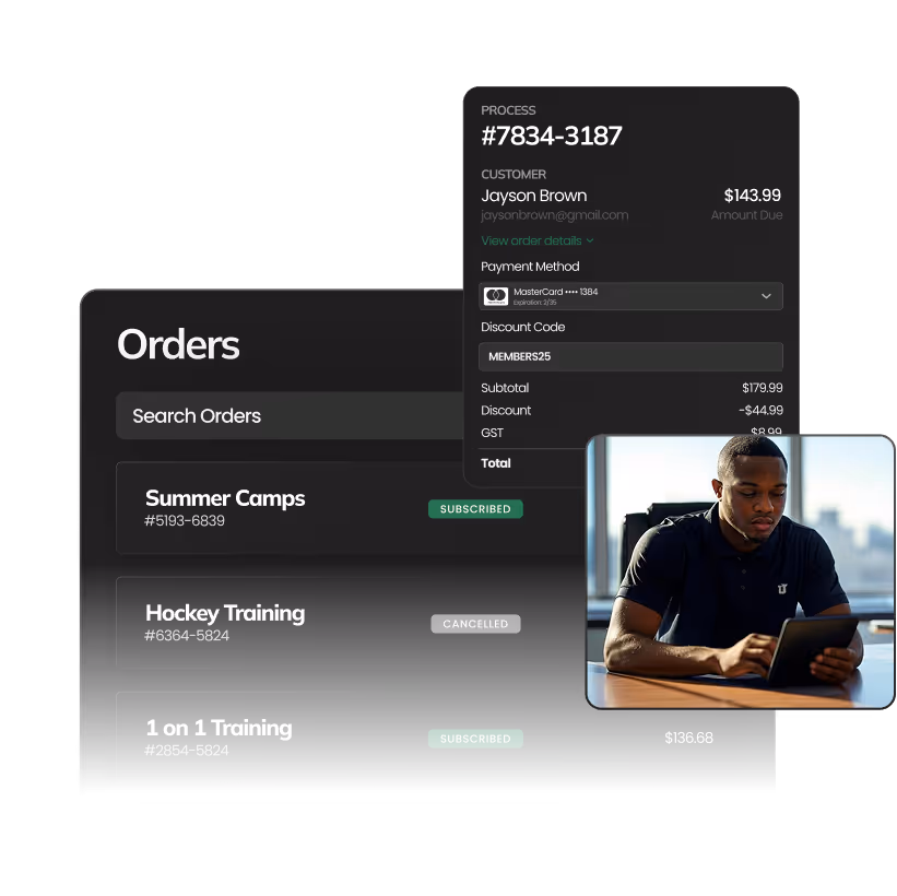 Graphic of the order list with a checkout page