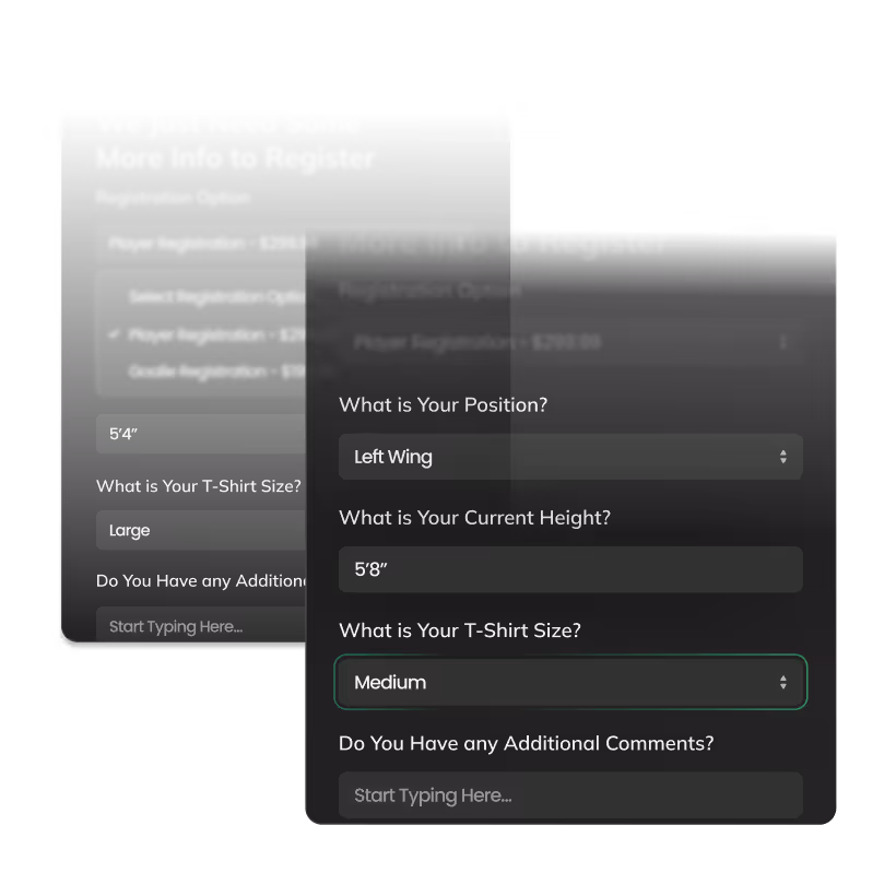 Graphic of custom sign up questions