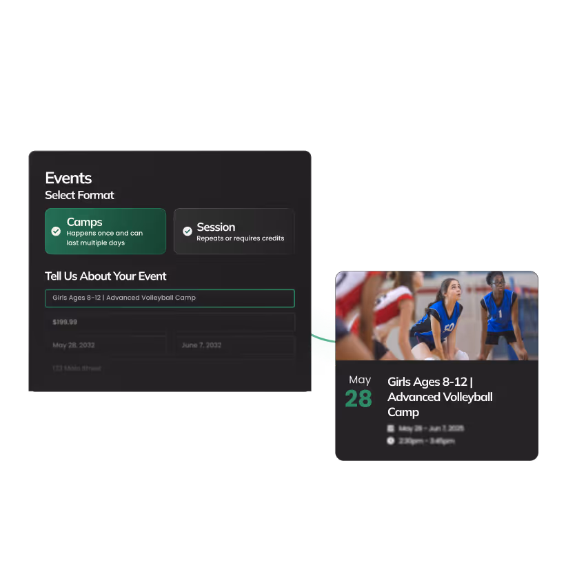 Graphic of easy event setup