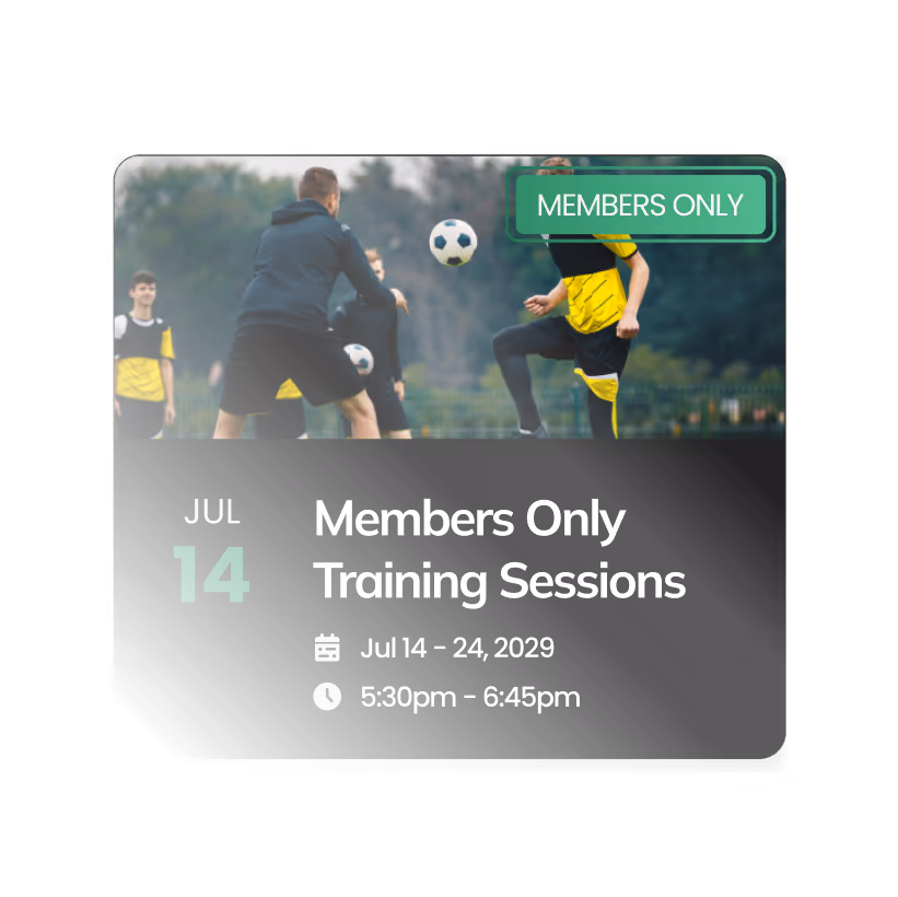 Graphic of a members only event card