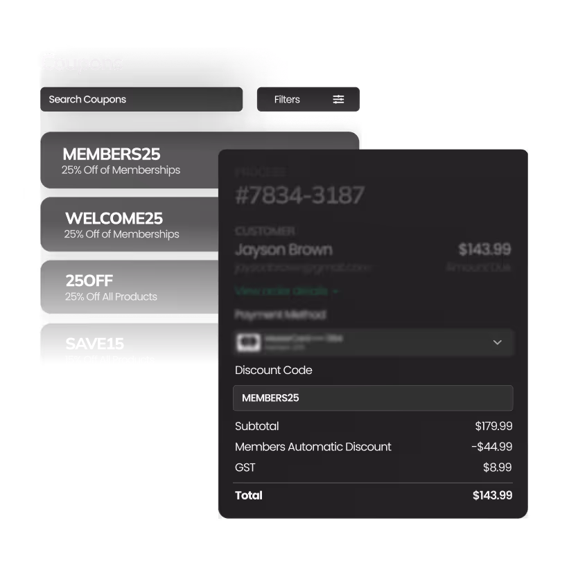 Graphic of a checkout page with a list of coupons