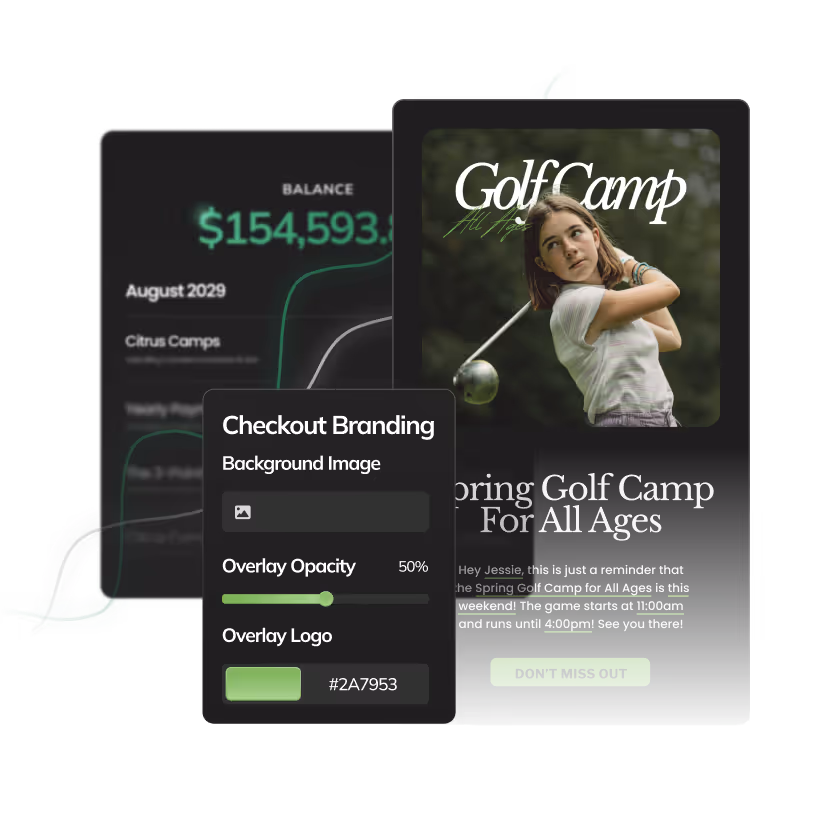 Golf graphic showing branding and marketing