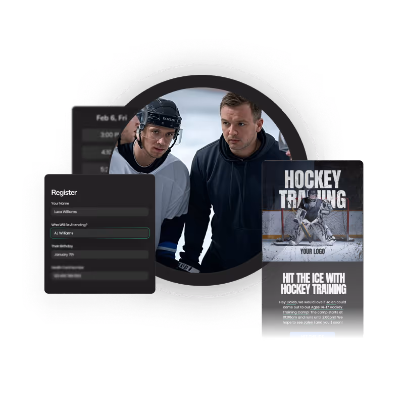 Graphic of a hockey team huddled