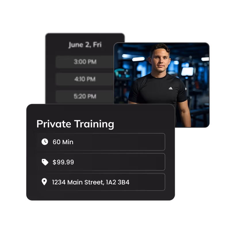Graphic of a private training event with a time picker