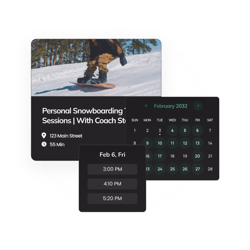 Snowboarding graphic showing individual bookings on Citrus