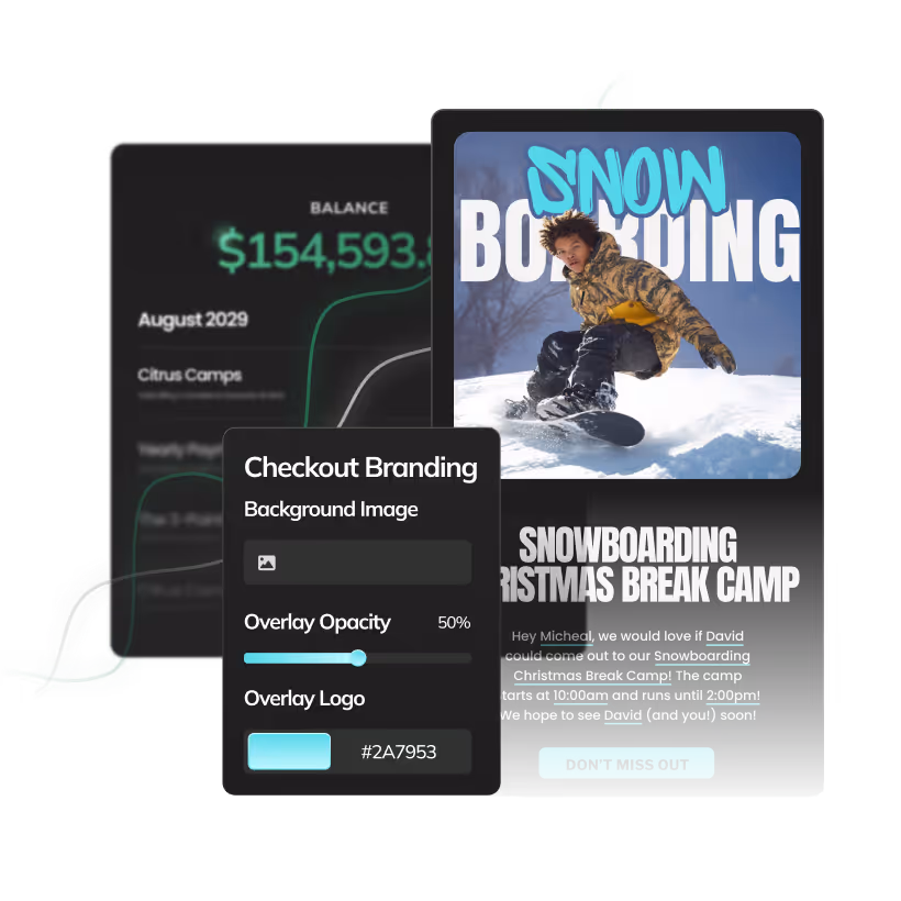 Snowboarding/Skiing graphic showing branding and marketing